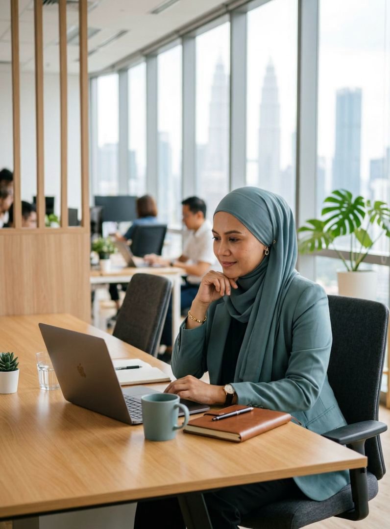 An HR lead reviews workforce costs on her laptop